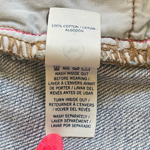 Victoria's Secret Pink Shorts 2 Blue Denim Jean Crystals Studs Distressed - Picture 9 of 9